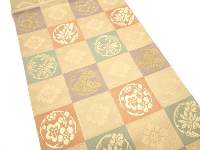 平和屋着物●ファッションデザイナー 花井幸子　六通柄袋帯　幸彩名物裂　正絹　逸品　CABL9748hy