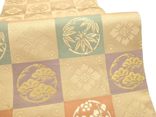 平和屋着物●ファッションデザイナー 花井幸子　六通柄袋帯　幸彩名物裂　正絹　逸品　CABL9748hy
