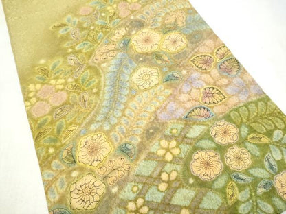 平和屋着物●太鼓柄袋帯 作家物 辻が花 金通し地 正絹 逸品 CABL9750hy