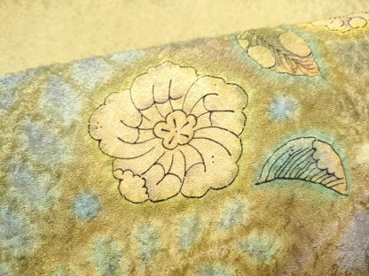 平和屋着物●太鼓柄袋帯 作家物 辻が花 金通し地 正絹 逸品 CABL9750hy