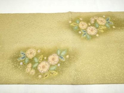平和屋着物●太鼓柄袋帯 作家物 辻が花 金通し地 正絹 逸品 CABL9750hy