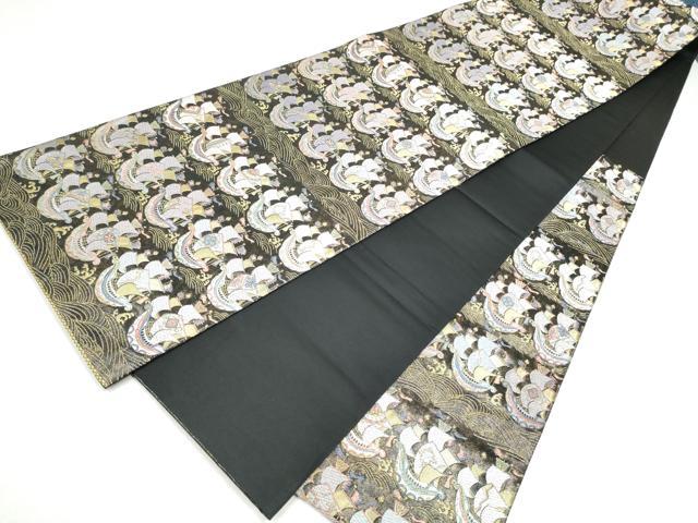 平和屋着物●六通柄袋帯　唐織　作家物　船　金糸　引箔　正絹　逸品　CABL9751hy