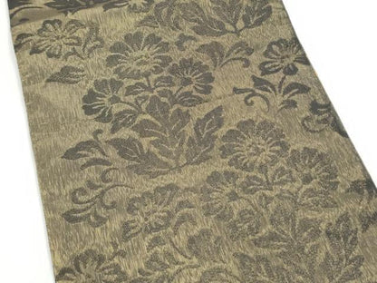 平和屋着物●両面　六通柄袋帯　草花文　金糸　正絹　逸品　CABL9754hy