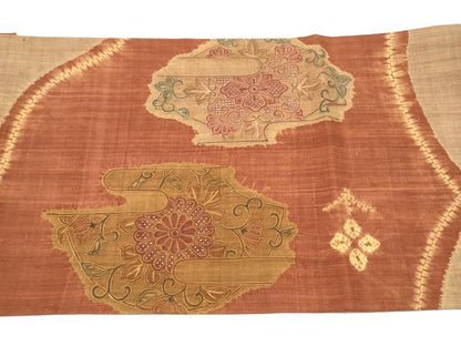 平和屋着物●中国三大刺繍　スワトウ相良刺繍　総刺繍　太鼓柄袋帯　紬地　向かい鳥花文　正絹　逸品　CABL9757hy