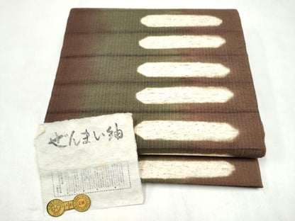 平和屋着物●西陣　全通柄袋帯　ぜんまい紬　霞文　証紙付き　正絹　逸品　CABL9759hy