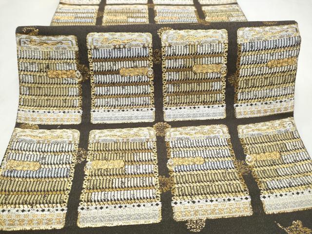 平和屋着物●六通柄袋帯　鎧脅し　金糸　正絹　逸品　CABL9763hy