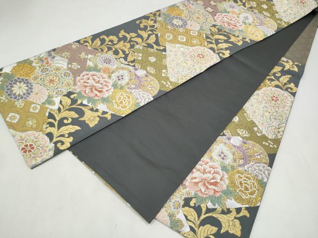 平和屋着物●六通柄袋帯　唐織　宝寿菱華文　金糸　正絹　逸品　CABL9764hy