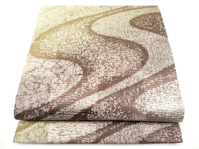 平和屋着物●両面　全通柄袋帯　流水文　金糸　正絹　逸品　CABL9769hy