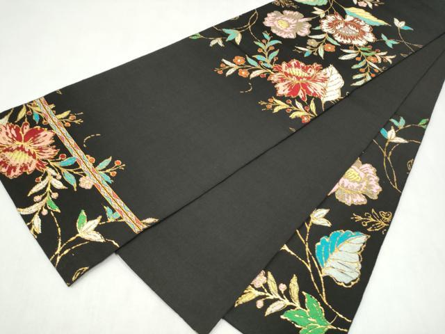 平和屋着物●龍村美術織物　龍村製　六通柄　本袋帯　金更紗大唐華錦　黒地　金糸　正絹　逸品　CABL9770hy