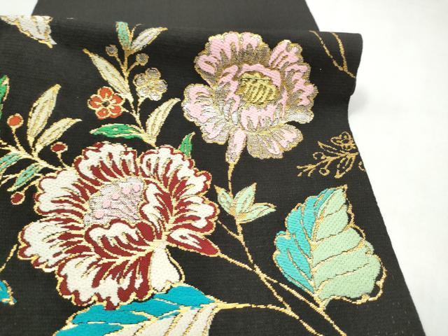 平和屋着物●龍村美術織物　龍村製　六通柄　本袋帯　金更紗大唐華錦　黒地　金糸　正絹　逸品　CABL9770hy