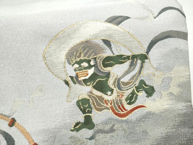 平和屋着物●爪搔き本綴れ　太鼓柄袋帯　風神雷神　金銀糸　正絹　逸品　CABL9773hy