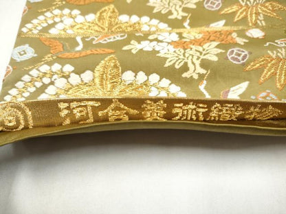 平和屋着物●西陣　河合美術織物謹製　六通柄袋帯　唐織　飛鶴草花文　金糸　正絹　逸品　CABL9785hy