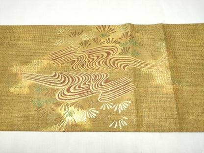 平和屋着物●六通柄袋帯　陶眩　金糸　正絹　逸品　CABL9789hy