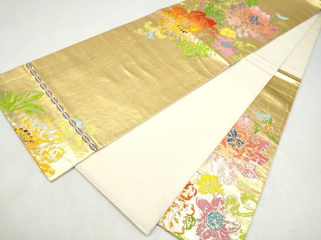 平和屋着物●龍村平蔵製　六通柄　本袋帯　大牡丹印金錦　金糸　正絹　逸品　CABL9790hy