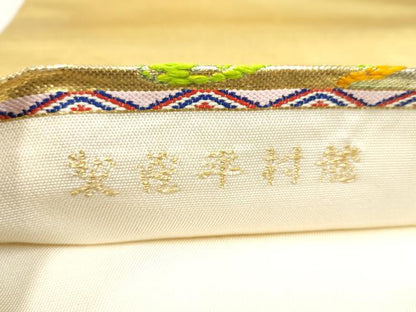 平和屋着物●龍村平蔵製　六通柄　本袋帯　大牡丹印金錦　金糸　正絹　逸品　CABL9790hy
