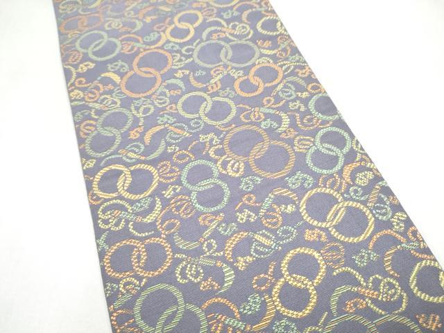 平和屋着物●本場筑前博多織　両面　半幅帯　幾何学文様　献上　正絹　逸品　CABL9810hy