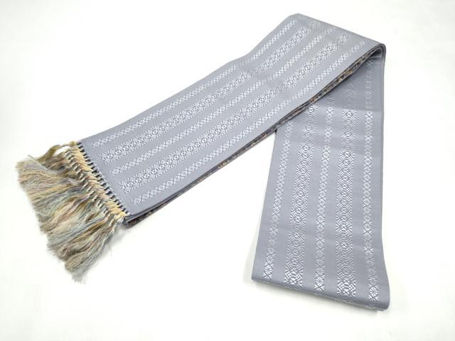 平和屋着物●本場筑前博多織　両面　半幅帯　幾何学文様　献上　正絹　逸品　CABL9810hy