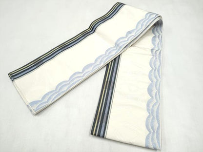 平和屋着物●本場筑前博多織　半幅帯　枝葉文　正絹　逸品　CABL9827hy