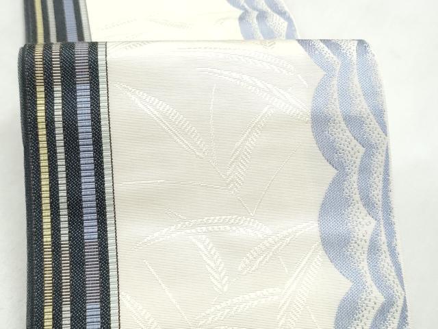 平和屋着物●本場筑前博多織　半幅帯　枝葉文　正絹　逸品　CABL9827hy