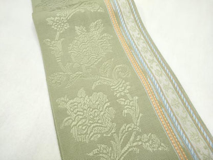 平和屋着物●本場筑前博多織　半幅帯　花唐草文　正絹　逸品　CABL9840hy