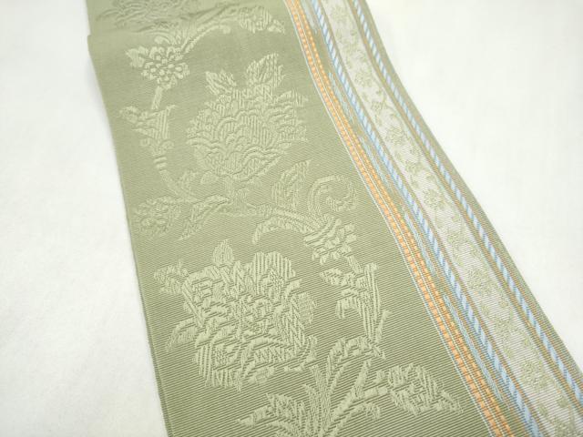 平和屋着物●本場筑前博多織　半幅帯　花唐草文　正絹　逸品　CABL9840hy