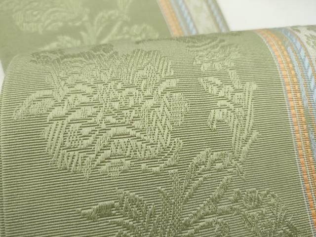 平和屋着物●本場筑前博多織　半幅帯　花唐草文　正絹　逸品　CABL9840hy