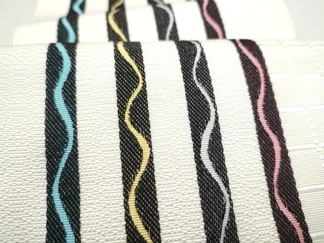 平和屋着物●本場筑前博多織　半幅帯　よろけ縞　正絹　逸品　CABL9841hy
