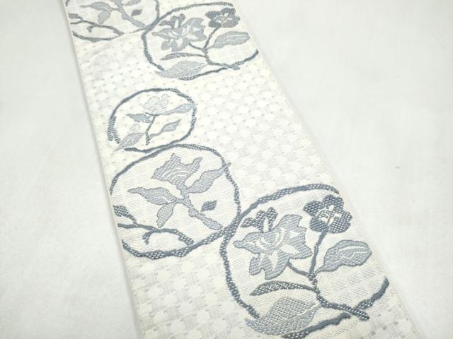 平和屋着物●本場筑前博多織　半幅帯　枝花文　正絹　逸品　CABL9842hy