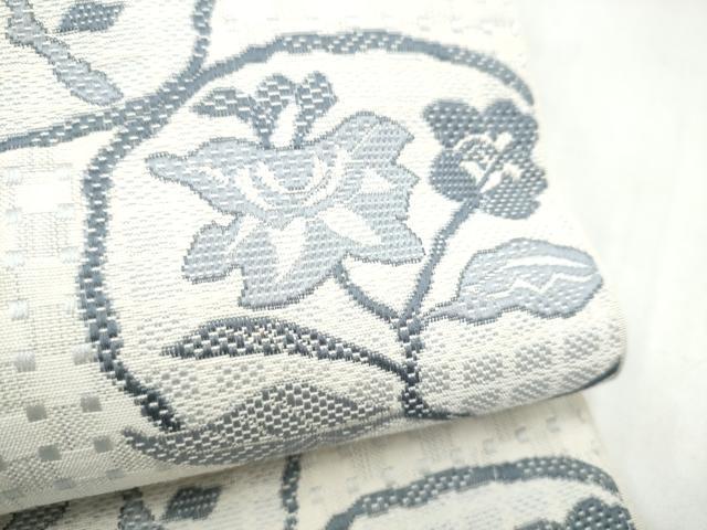 平和屋着物●本場筑前博多織　半幅帯　枝花文　正絹　逸品　CABL9842hy
