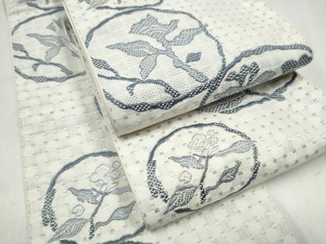平和屋着物●本場筑前博多織　半幅帯　枝花文　正絹　逸品　CABL9842hy