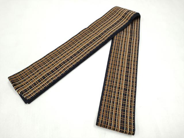 平和屋着物●男性　本場筑前博多織　角帯　格子柄　証紙付き　正絹　逸品　CABL9851hy