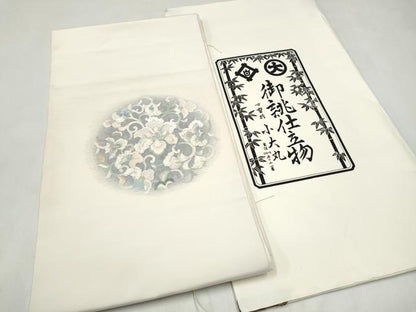 平和屋着物●太鼓柄袋帯　すくい織　小大丸　花唐草文　たとう紙付き　正絹　逸品　CABL9870hy