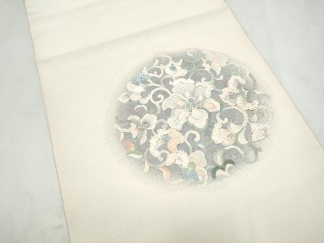 平和屋着物●太鼓柄袋帯　すくい織　小大丸　花唐草文　たとう紙付き　正絹　逸品　CABL9870hy