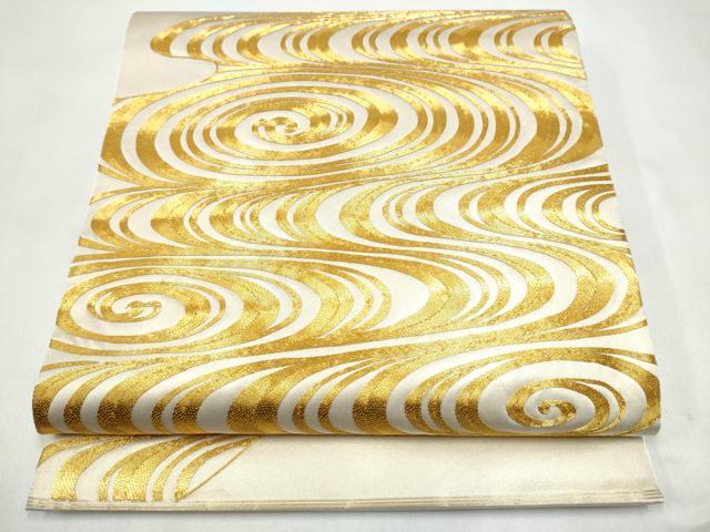 平和屋着物●西陣　川島織物　太鼓柄袋帯　総駒刺繍　小大丸　流水文　たとう紙・証紙付き　正絹　逸品　CABL9871hy