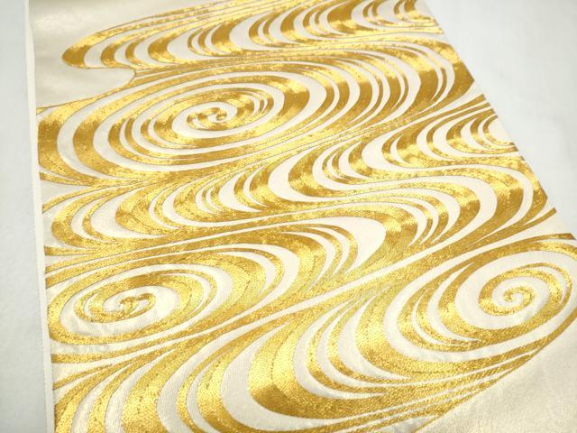 平和屋着物●西陣　川島織物　太鼓柄袋帯　総駒刺繍　小大丸　流水文　たとう紙・証紙付き　正絹　逸品　CABL9871hy