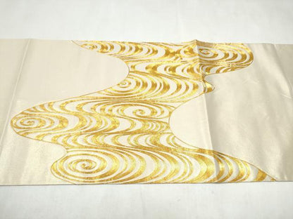 平和屋着物●西陣　川島織物　太鼓柄袋帯　総駒刺繍　小大丸　流水文　たとう紙・証紙付き　正絹　逸品　CABL9871hy
