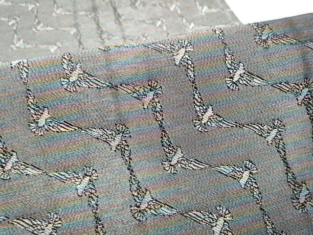 平和屋着物●染色作家　斉藤三才　両面　六通柄袋帯　幾何学文様　三才鳥　正絹　逸品　CABL9878hy