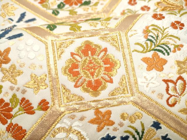 平和屋着物●西陣　河合美術織物謹製　六通柄袋帯　唐織　蜀江花文　金糸　正絹　逸品　CABL9879hy