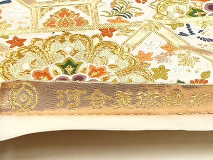 平和屋着物●西陣　河合美術織物謹製　六通柄袋帯　唐織　蜀江花文　金糸　正絹　逸品　CABL9879hy