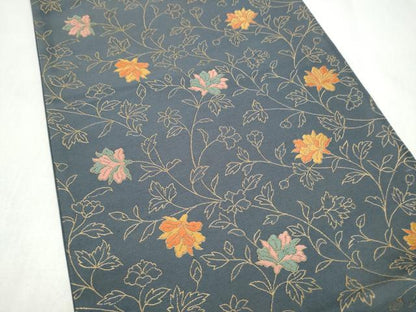 平和屋着物●六通柄　京袋帯　唐織　更紗花文　金糸　正絹　逸品　CABL9882hy