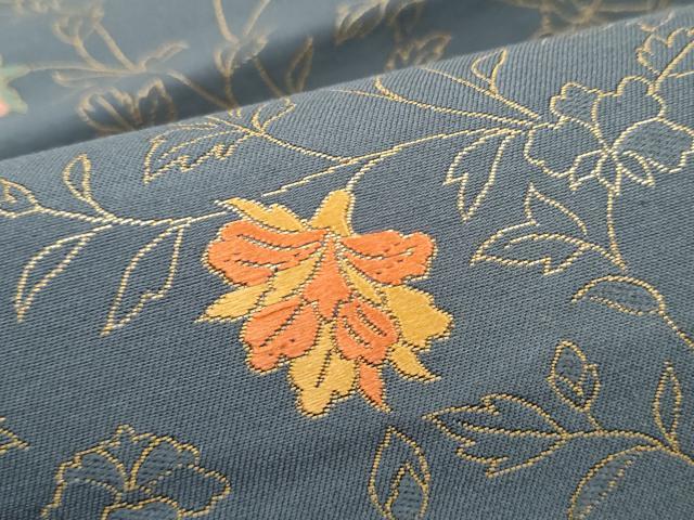 平和屋着物●六通柄　京袋帯　唐織　更紗花文　金糸　正絹　逸品　CABL9882hy