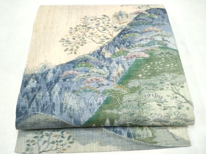 平和屋着物●本場真綿縢結城紬　全通柄袋帯　遠山草木文　証紙付き　上代48万　正絹　逸品　未使用　CABL9883hy