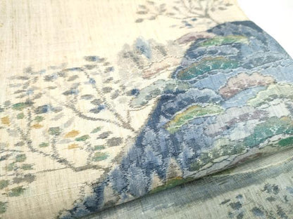 平和屋着物●本場真綿縢結城紬　全通柄袋帯　遠山草木文　証紙付き　上代48万　正絹　逸品　未使用　CABL9883hy
