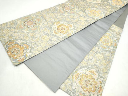平和屋着物●西陣　六通柄袋帯　花唐草文　金糸　正絹　逸品　CABL9891hy