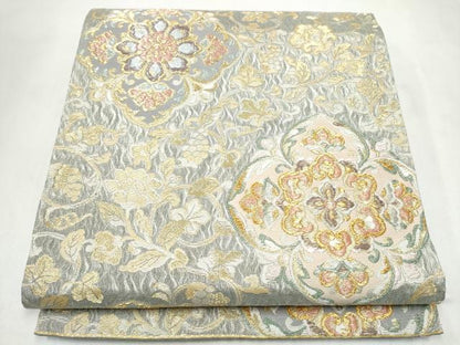 平和屋着物●西陣　六通柄袋帯　花唐草文　金糸　正絹　逸品　CABL9891hy