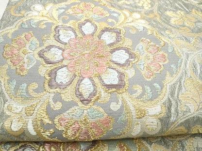 平和屋着物●西陣　六通柄袋帯　花唐草文　金糸　正絹　逸品　CABL9891hy