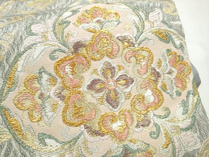 平和屋着物●西陣　六通柄袋帯　花唐草文　金糸　正絹　逸品　CABL9891hy