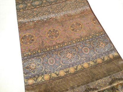 平和屋着物●六通柄袋帯　横段花唐草文　金糸　正絹　逸品　未使用　CABL9894hy