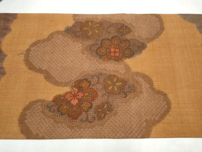 平和屋着物●中国三大刺繍　スワトウ相良刺繍　太鼓柄袋帯　紬地　花唐草文　正絹　逸品　CABL9896hy