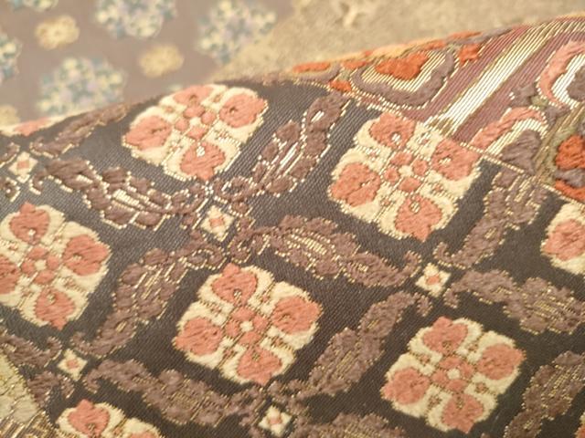 平和屋着物●六通柄袋帯　裂取亀甲華文　金糸　正絹　逸品　CABL9898hy